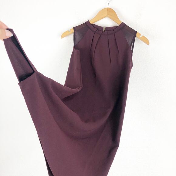 AllSaints Jay Pleated Mini Dress XS Bordeaux Red  Semi Sheer Casual Sleeveless - Picture 11 of 14